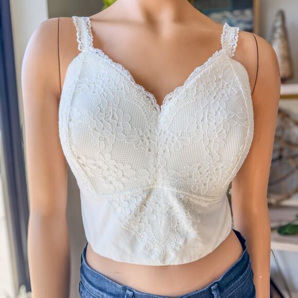 BKE Essentials White Floral Lace Full Coverage Adjustable Bralette-Women's XL/14 - Picture 5 of 10